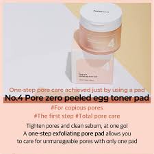 Numbuzin – No.4 Pore Zero Peeled Egg Toner Pad 190ml/70 pads