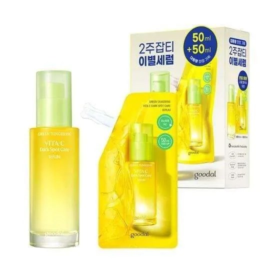 Buy Goodal Green Tangerine Vita C Dark Spot Serum 50ml + 50ml Refill Set in Pakistan – Brightening vitamin C serum for dark spot removal – Korean skincare at Kobliss.pk
