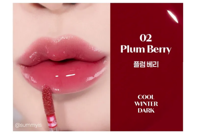 Etude Dear Darling Oil Tint (#2 Plum Berry), moisturizing lip tint with a glossy finish, available in Pakistan. Perfect for dry lips, enriched with nourishing oils.