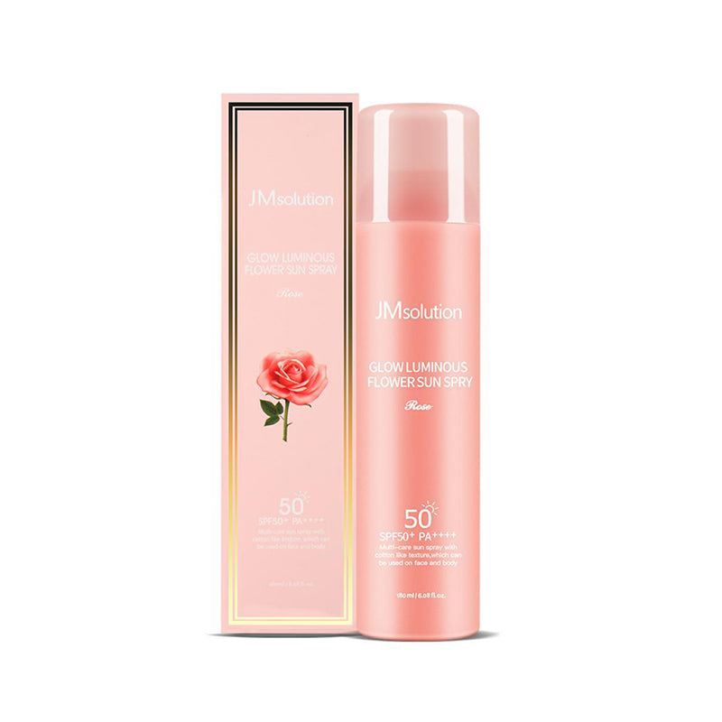 JMsolution Glow Luminous Flower Sun Spray 180ml - SPF 50+ PA++++, hydrating flower extracts, lightweight, non-greasy, luminous glow, suitable for all skin types, available in Pakistan.