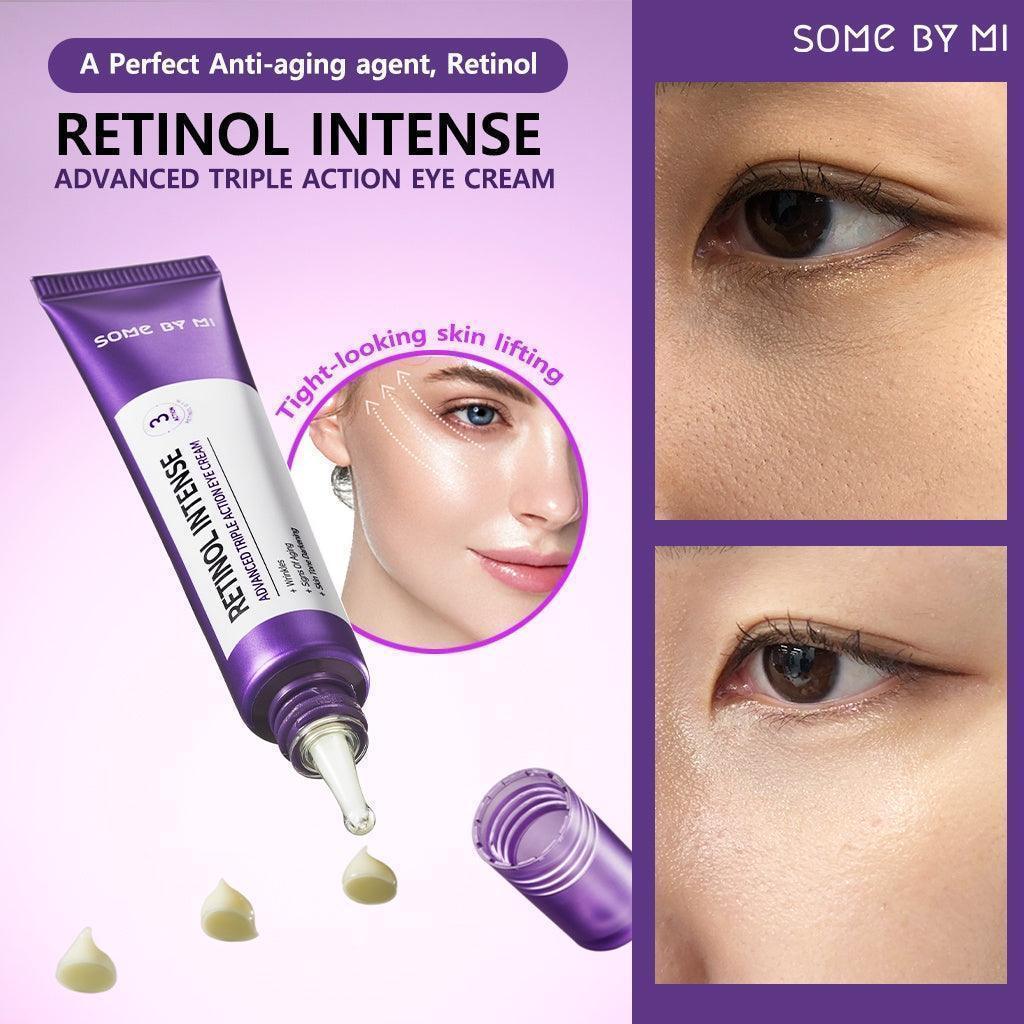 Some By Mi Retinol Intense Advanced Triple Action Eye Cream 30ml - Anti-aging eye cream with Retinol, Niacinamide, and Hyaluronic Acid for dark circles and fine lines. Available at Kocometic PK in Pakistan.