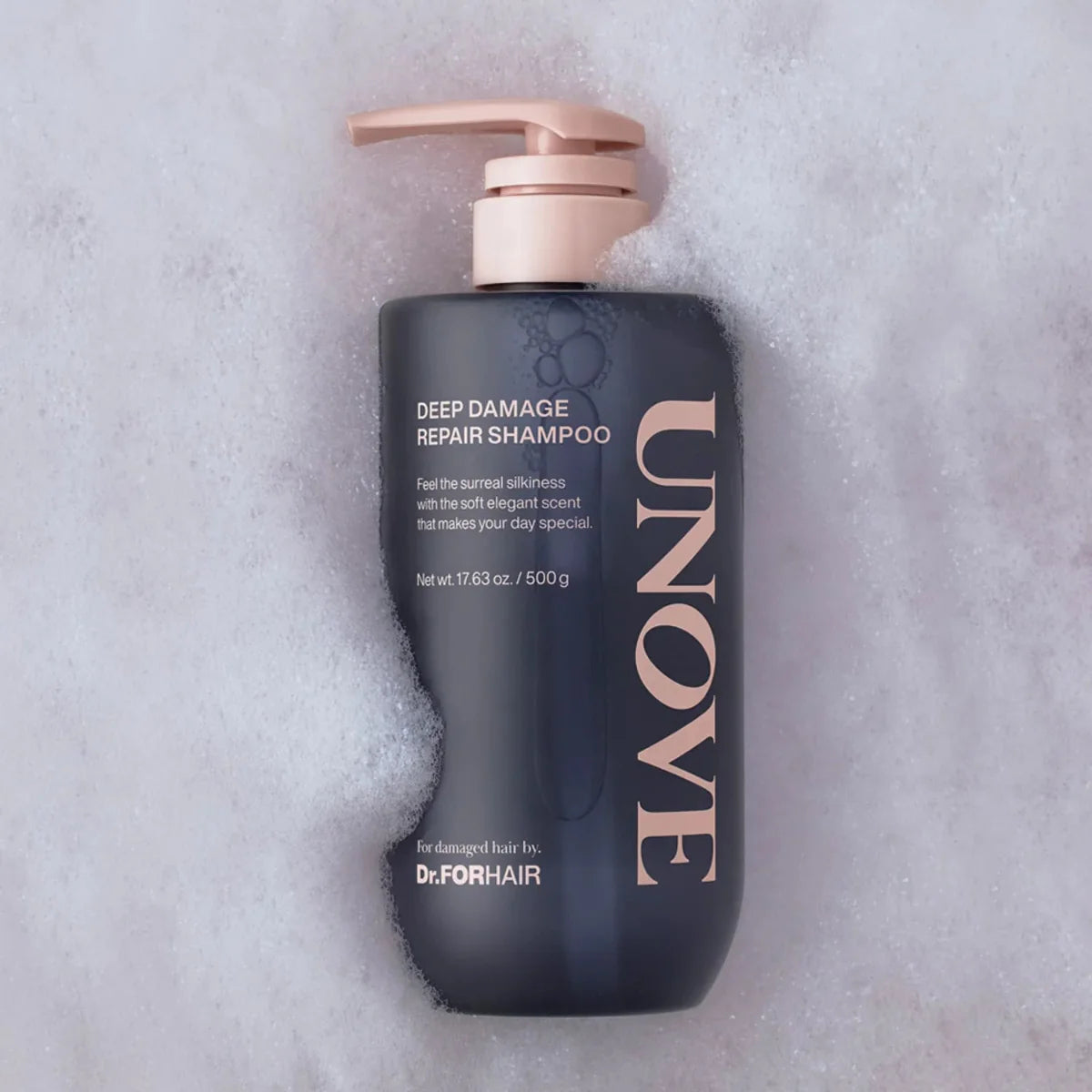 UNOVE Deep Damage Repair Shampoo 500ml – premium Korean shampoo for damaged, dry, and frizzy hair with deep hydration, repair, frizz control, scalp soothing, and strengthening – available online in Pakistan at Kobliss.pk, authentic UNOVE haircare.