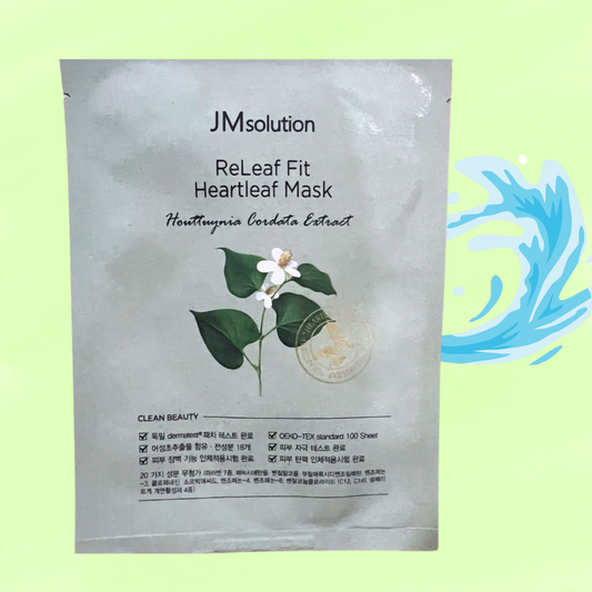 JM Solution Relief Fit Heartleaf Houttuynia Cordata Mask soothes sensitive skin, reduces redness and irritation, available in Pakistan.