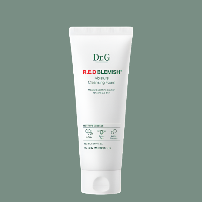 Dr.G Red Blemish Moisture Cleansing Foam 150ml - Gentle Cleanser for Sensitive and Acne-Prone Skin - Available in Pakistan.