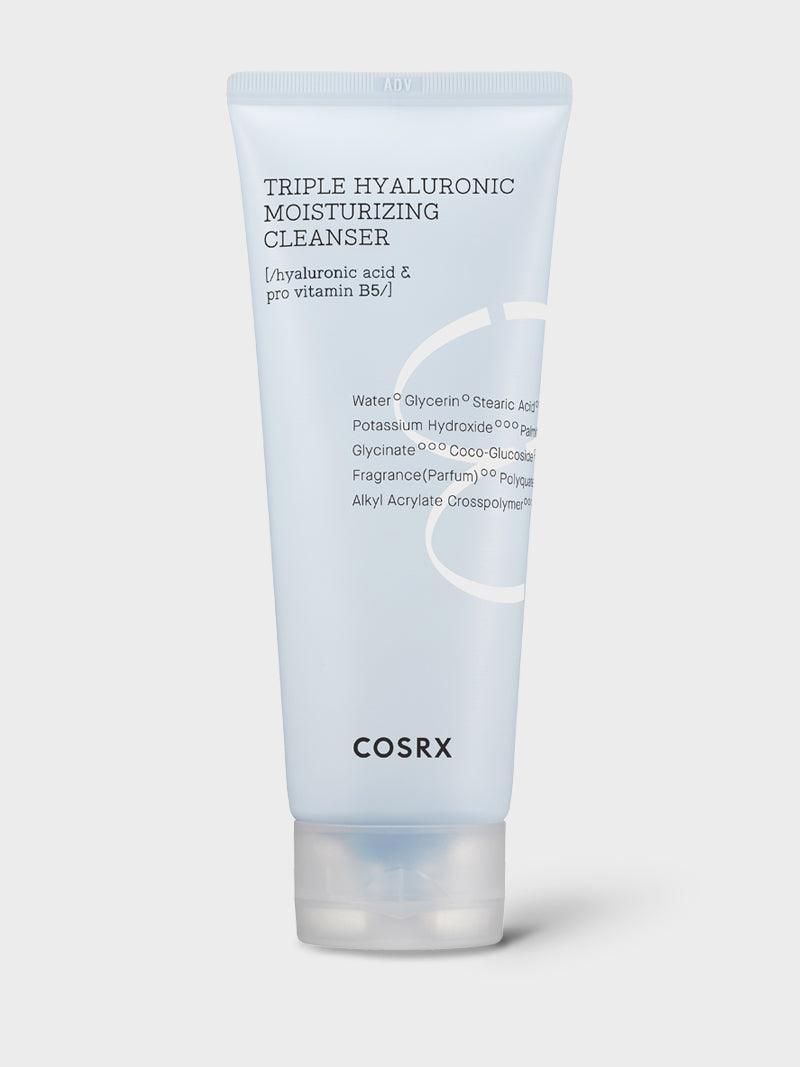 COSRX Hydrium Triple Hyaluronic Moisturizing Cleanser 50ml – Korean skincare for deep hydration, gentle cleansing, and soothing dry skin. Available in Pakistan at kobliss.pk