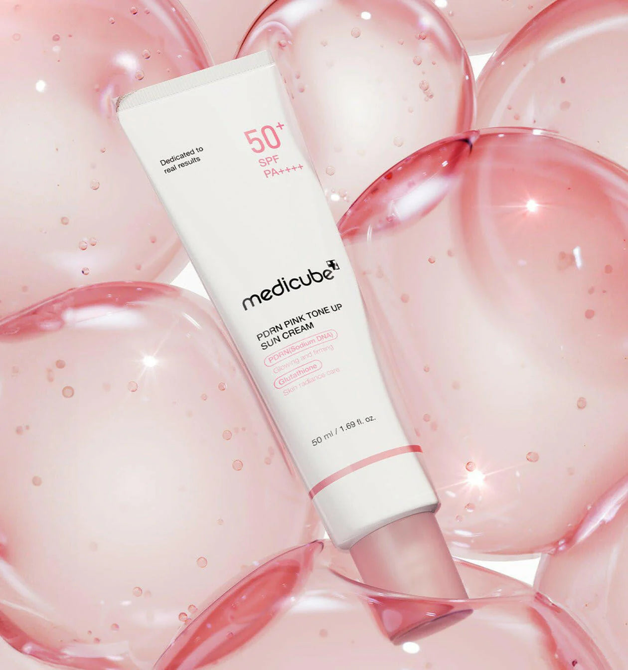 Medicube PDRN Pink Tone Up Sun Cream 50ml – Korean brightening sunscreen with SPF 50+ and tone-up effect in Pakistan